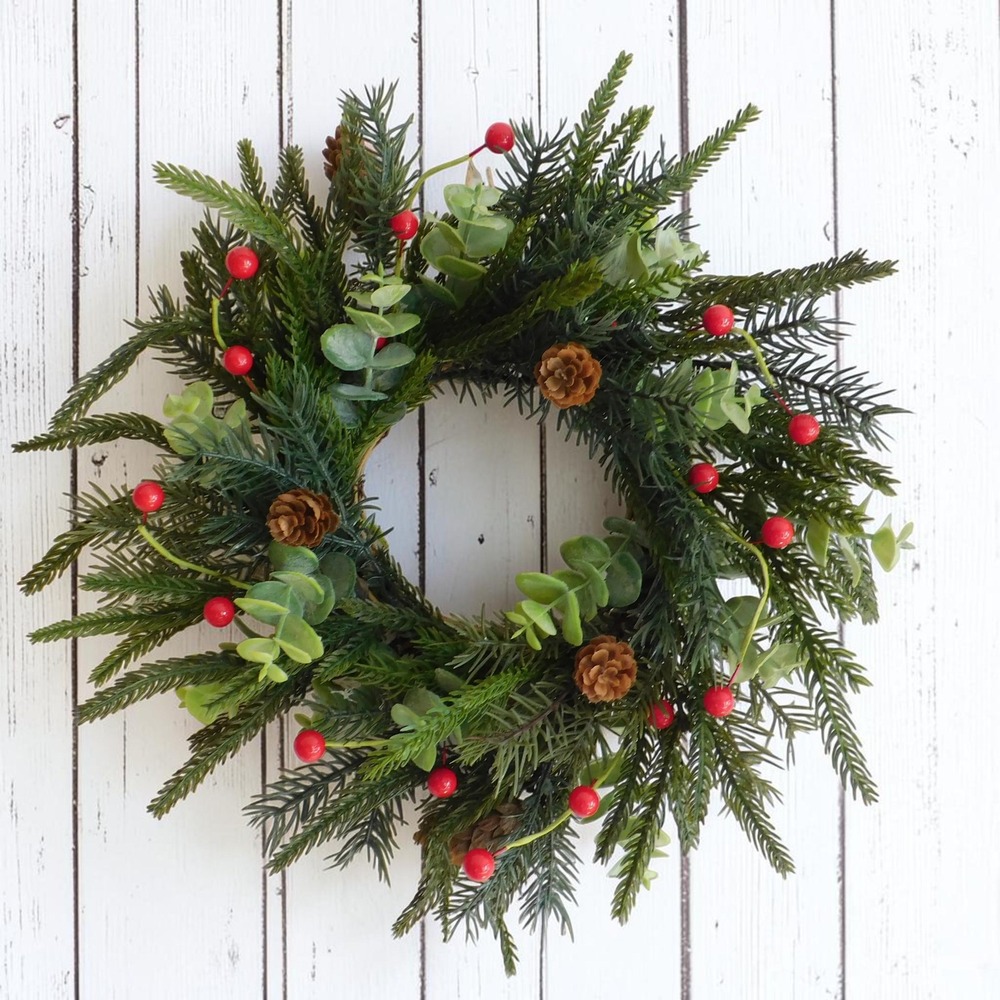Norfolk Pine Mini Christmas Wreath for Cabinets, Gift, Mirror, Accent Decor